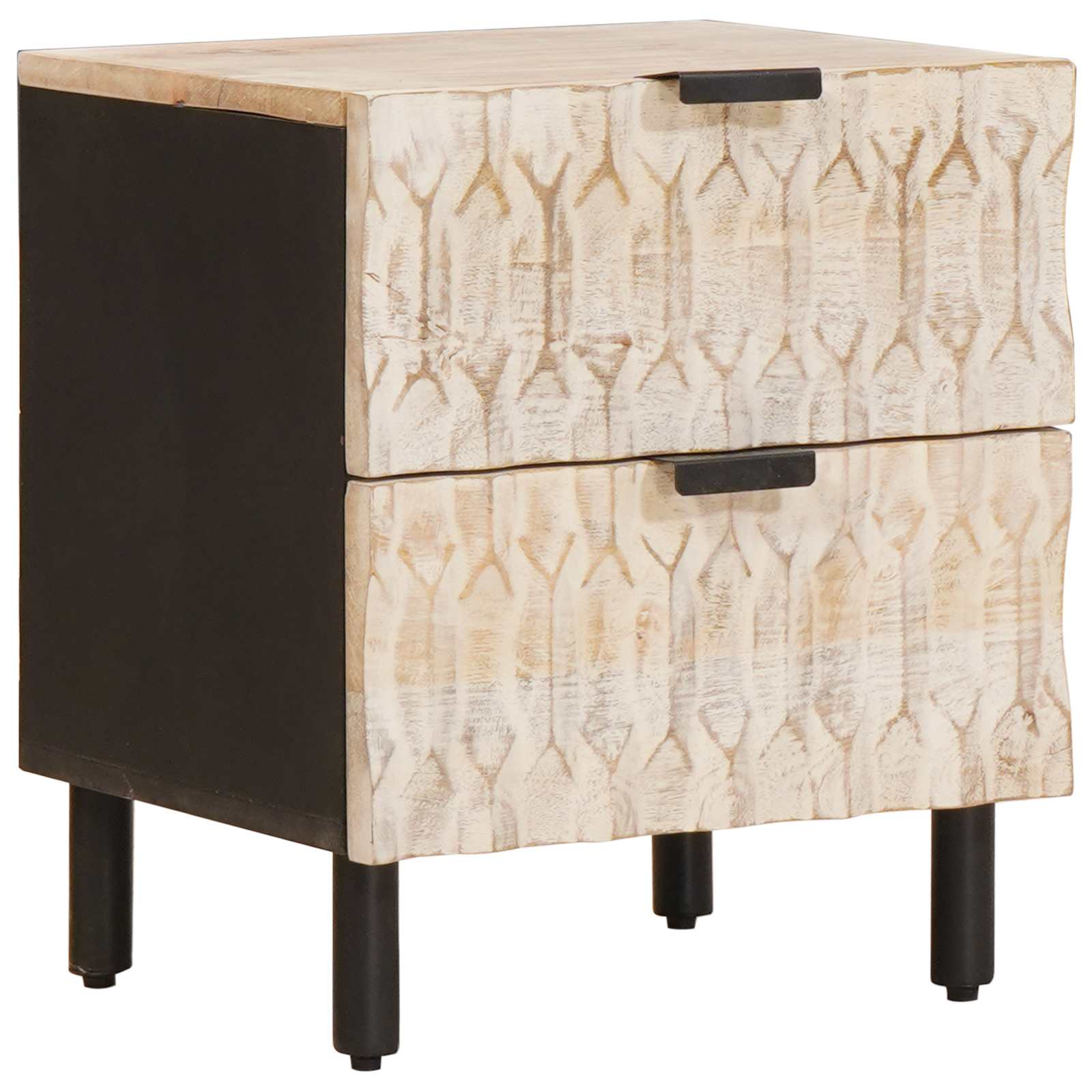 Κομοδίνο 2 pcs Λευκό 40 x 33 x 46 εκ. Στερεό ξύλο μάνγκο