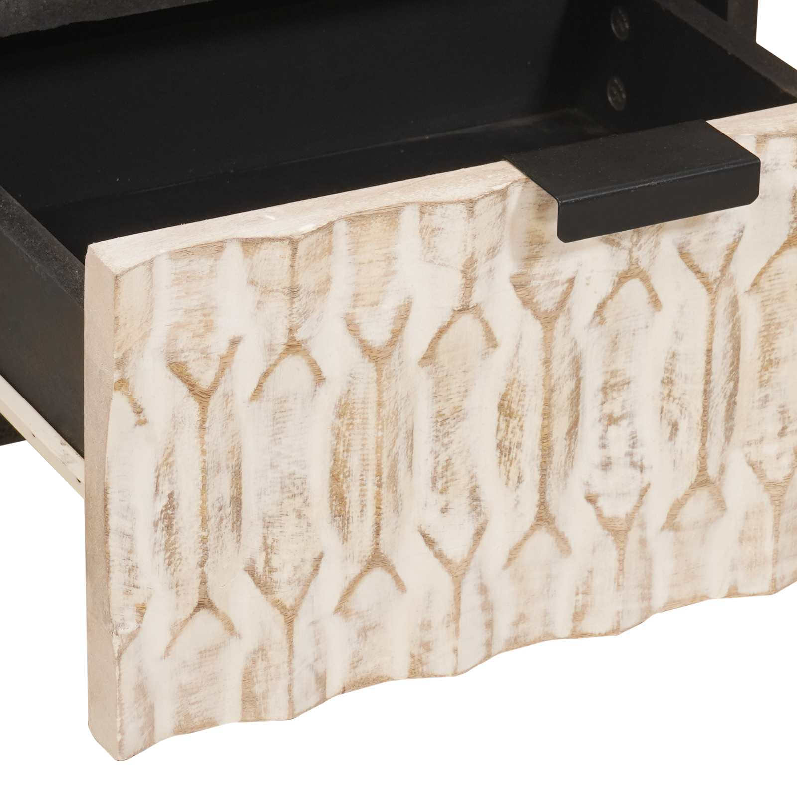 Κομοδίνο με συρτάρι Λευκό 40 x 33 x 46 εκ. Στερεό ξύλο μάνγκο