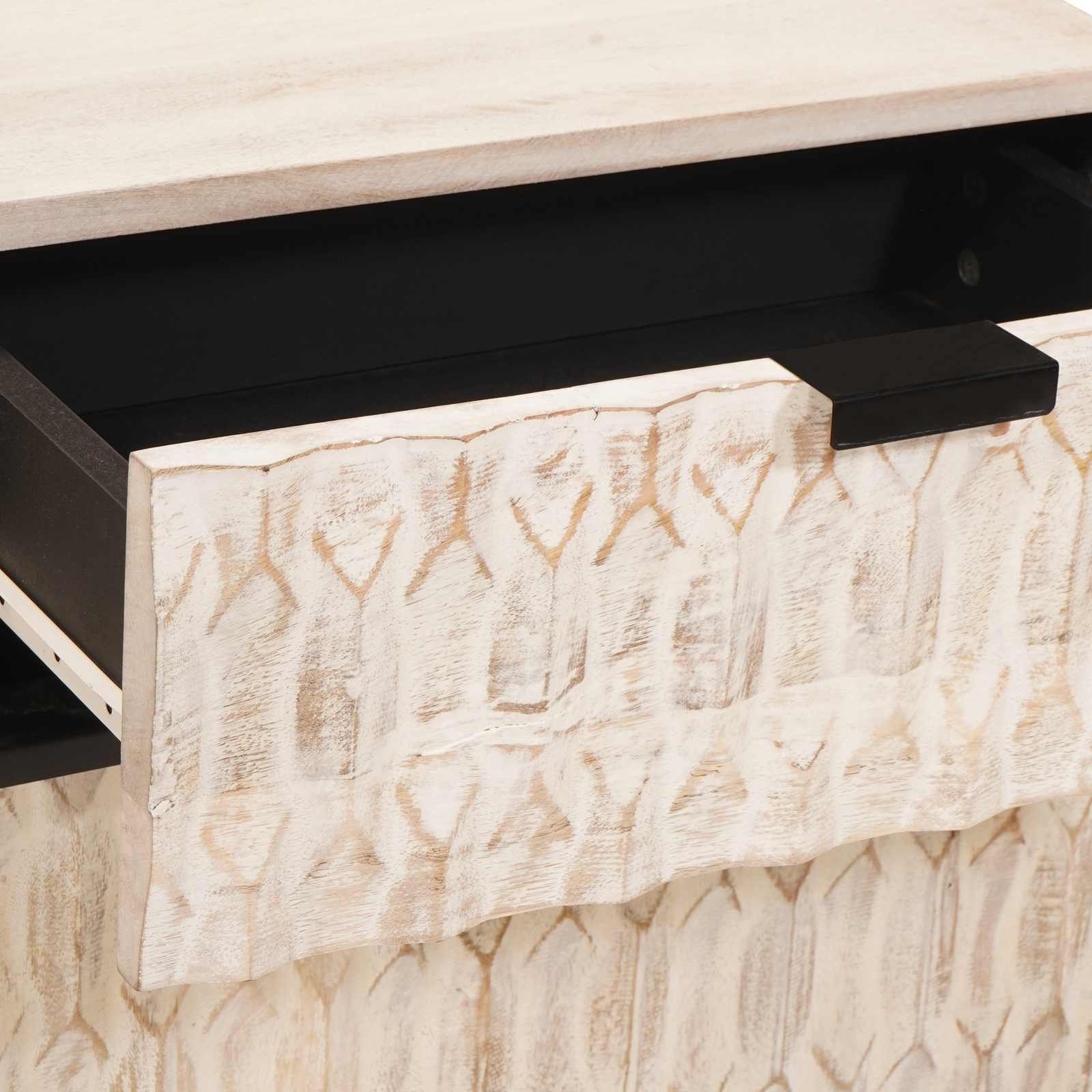 Κομοδίνο με συρτάρι Λευκό 50 x 33 x 60 εκ Στερεό ξύλο μάνγκο