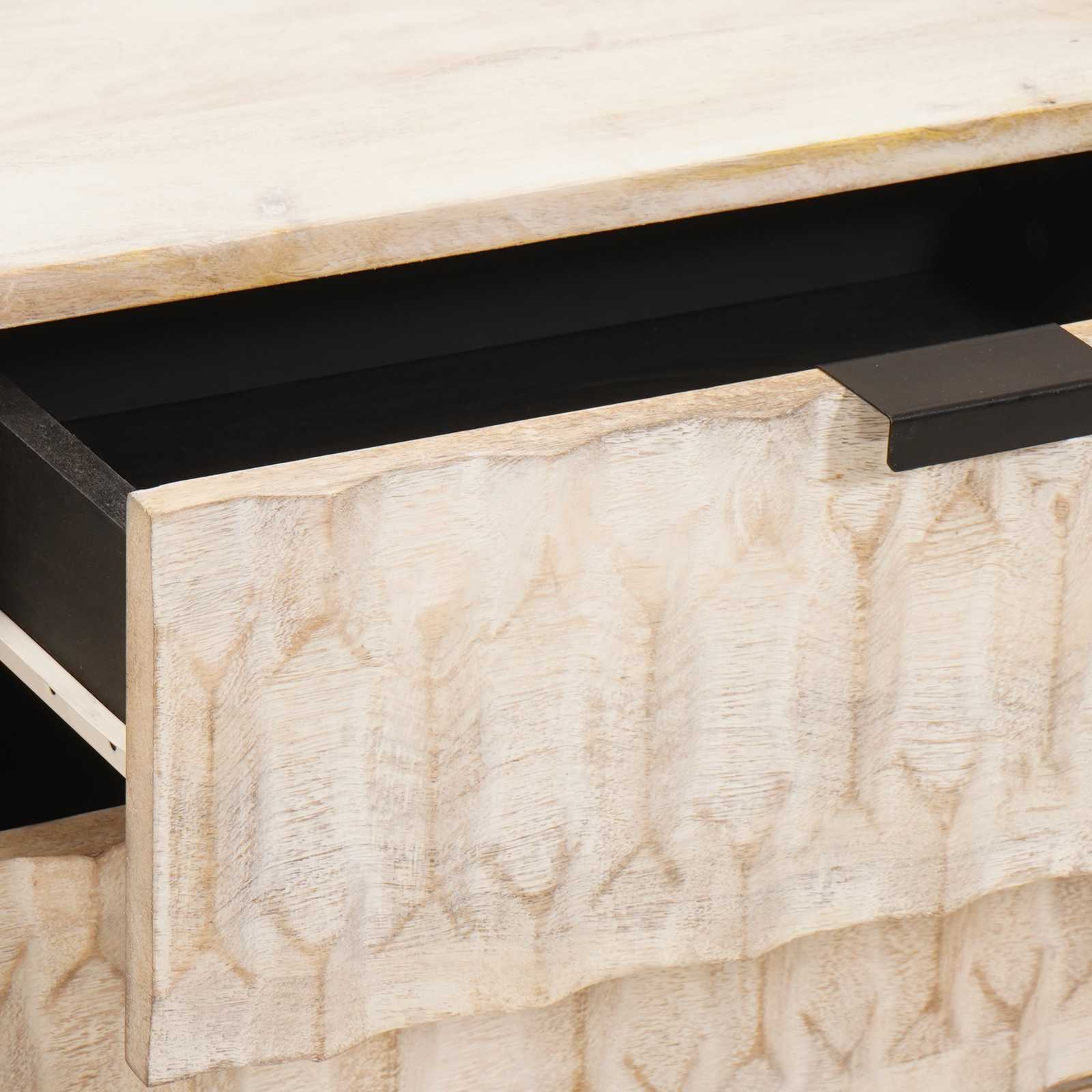 Κομοδίνο με συρτάρι Λευκό 50 x 33 x 62 εκ. Στερεό ξύλο μάνγκο