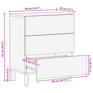 Κομοδίνο με συρτάρι Λευκό 50 x 33 x 62 εκ. Στερεό ξύλο μάνγκο