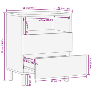 Κομοδίνο Λευκό 50 x 33 x 62 εκ. Στερεό ξύλο μάνγκο