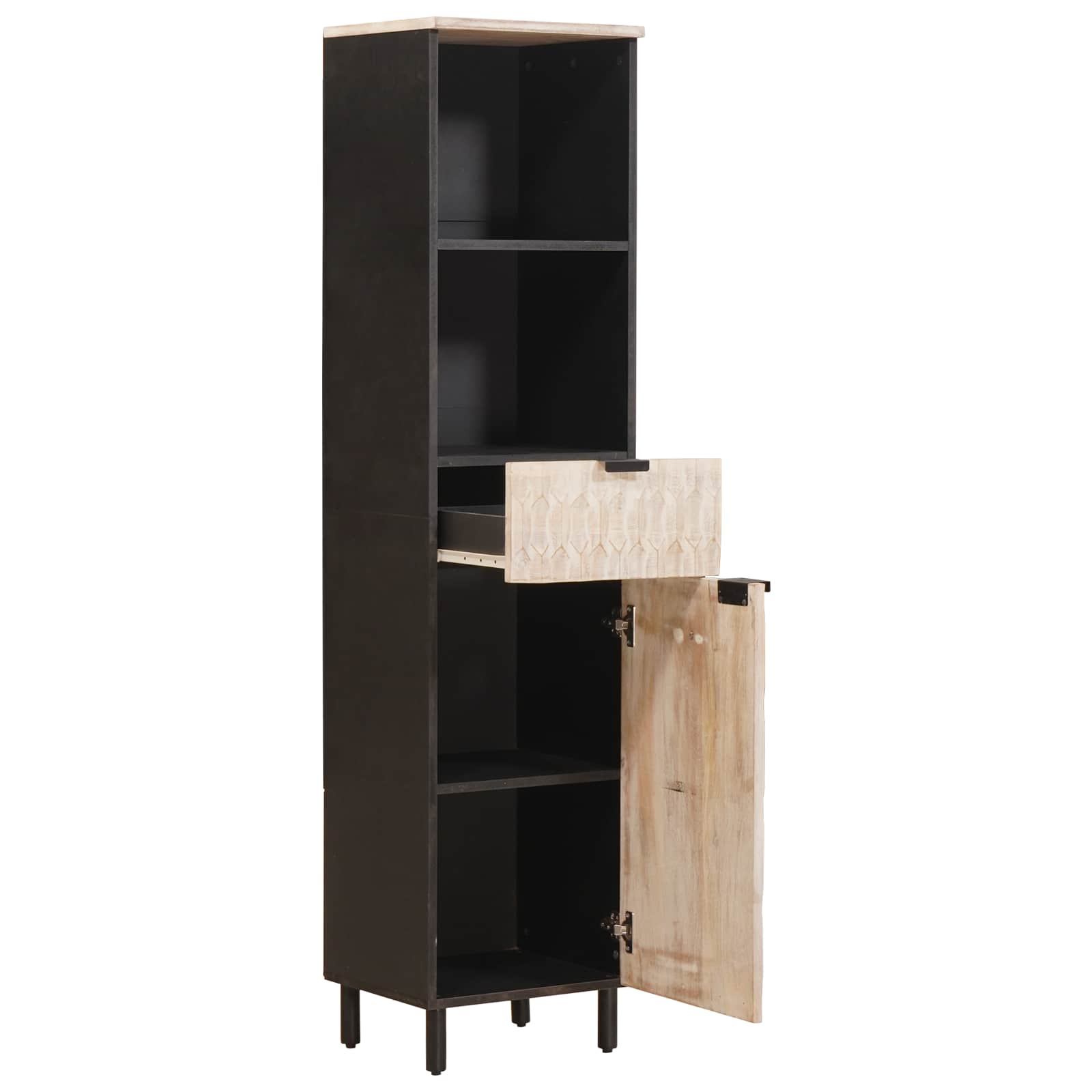 Ντουλάπι Μπάνιου με ράφι Μαύρο και Λευκό 38 x 33 x 160 εκ. - Pakobazaar