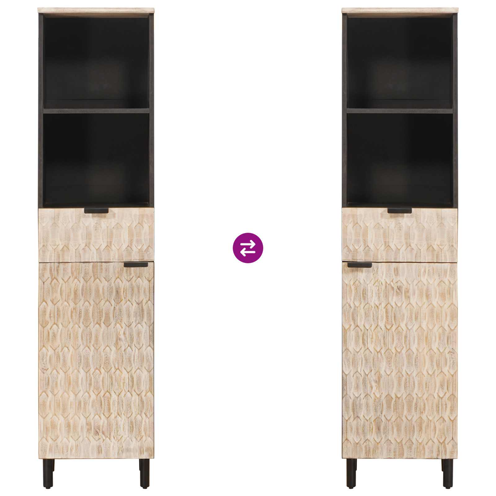 Ντουλάπι Μπάνιου με ράφι Μαύρο και Λευκό 38 x 33 x 160 εκ. - Pakobazaar