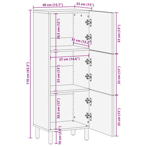 Highboard Λευκό Φινίρισμα Καθαρισμού 40 x 33 x 110 εκ