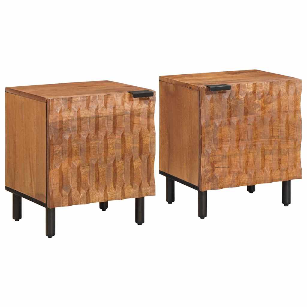 Κομοδίνο 2 pcs Καφέ 40 x 33 x 46 εκ. Στερεό ξύλο μάνγκο - Pakobazaar