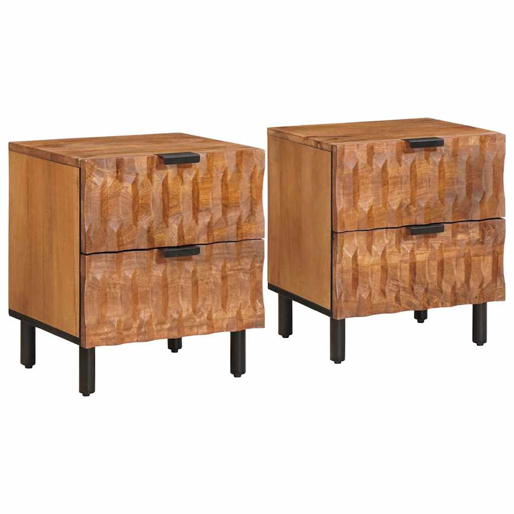 Κομοδίνο 2 pcs Καφέ 40 x 33 x 46 εκ. Στερεό ξύλο μάνγκο