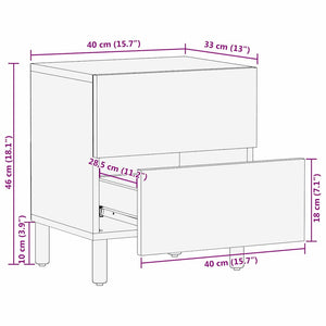 Κομοδίνο 2 τμχ. Καφέ 40 x 33 x 46 εκ. Στερεό ξύλο μάνγκο