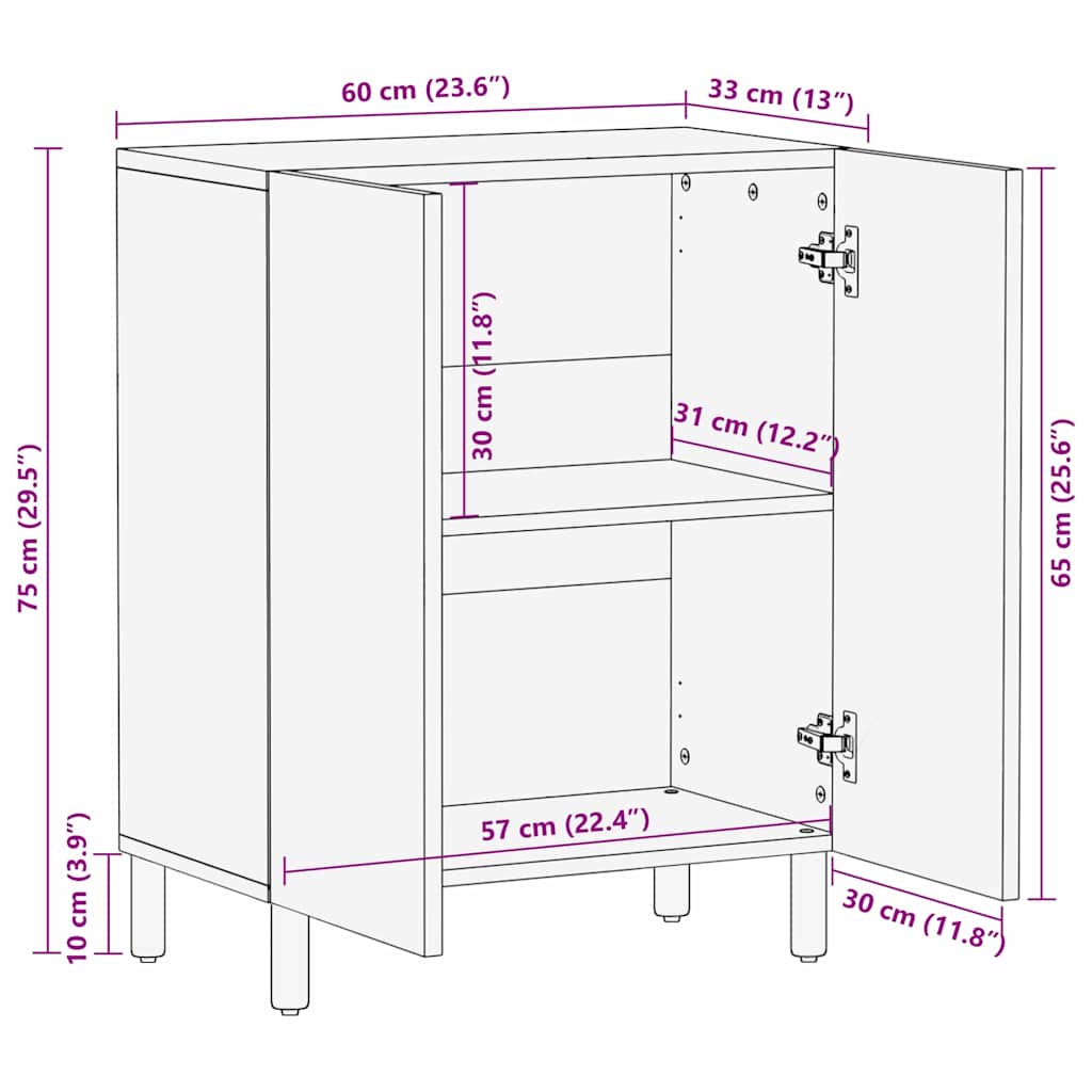 Πλαϊνό γραφείο Καφέ Φινίρισμα Ακακίας 60 x 33 x 75 cm - Pakobazaar