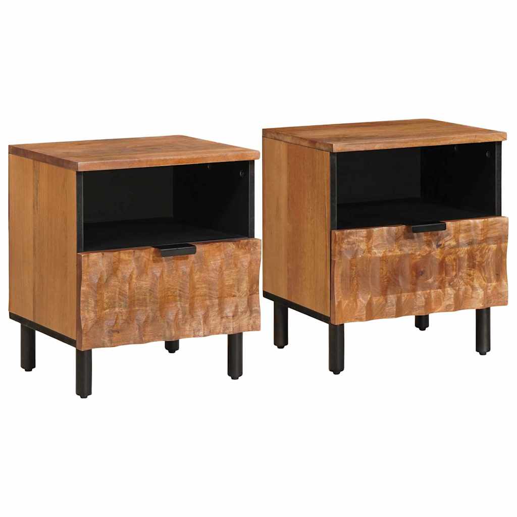 Κομοδίνο 2 pcs Καφέ 40 x 33 x 46 εκ. Στερεό ξύλο μάνγκο
