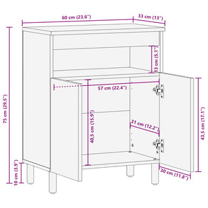 Πλαϊνό γραφείο Καφέ Φινίρισμα Ακακίας 60 x 33 x 75 cm