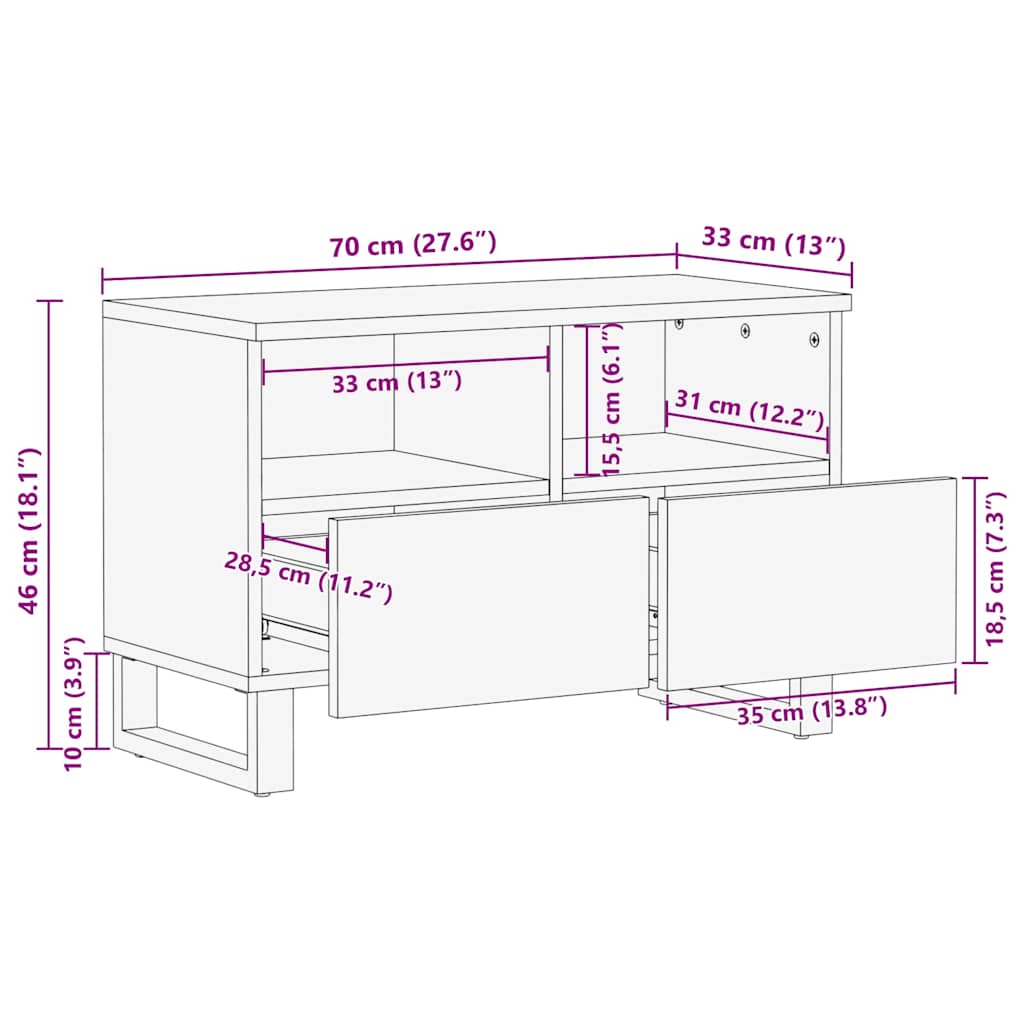 Μονάδες TV με συρτάρι Καφέ 70 x 33 x 46 εκ Επεξεργασμένο ξύλο
