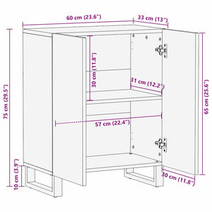 Πλαϊνό γραφείο Φυσικό 60 x 33,5 x 75 εκ. Στερεό ξύλο μάνγκο - Pakobazaar