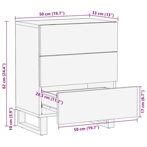 Κομοδίνο με συρτάρι Καφέ 50 x 33 x 62 εκ. Μασίφ ξύλο ακακίας - Pakobazaar