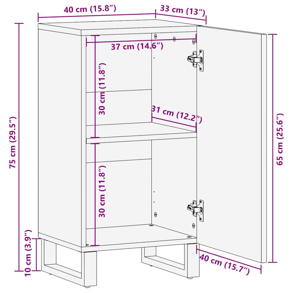 Γραφείο Καφέ 40 x 33 x 75 εκ. Μασίφ ξύλο μάνγκο - Pakobazaar