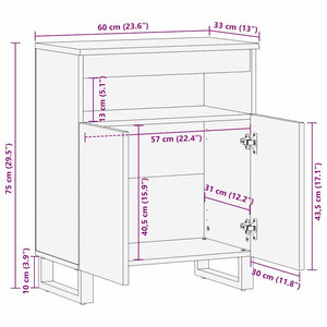 Πλαϊνό Γραφείο Καφέ 60 x 33 x 75 cm Μασίφ ξύλο μάνγκο - Pakobazaar