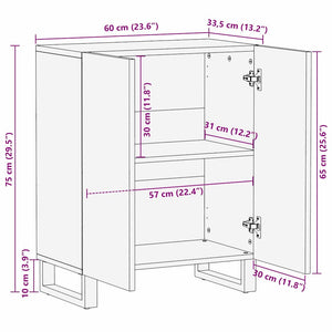 Πλαϊνό γραφείο Λευκό 60 x 33,5 x 75 εκ. Στερεό ξύλο μάνγκο - Pakobazaar
