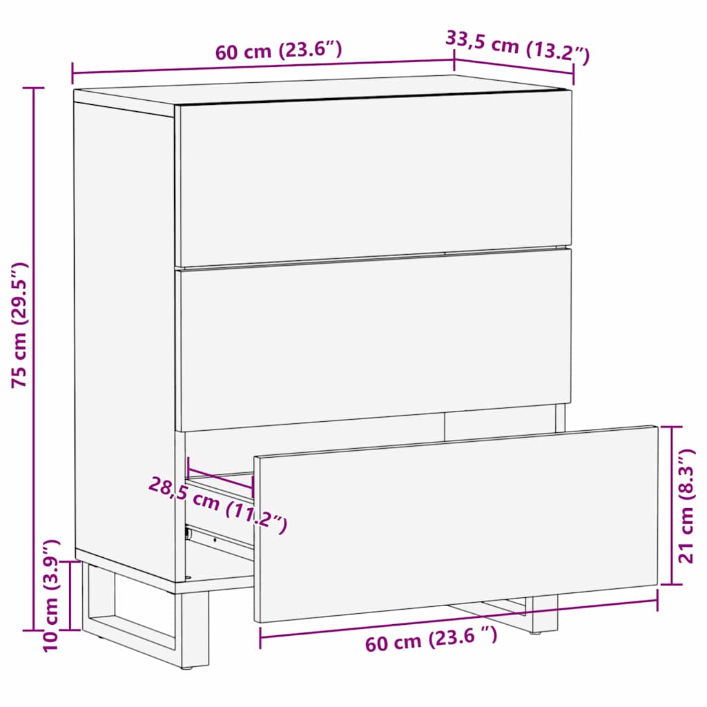 Πλαϊνό γραφείο Λευκό 60 x 33.5 x 75 εκ. Μασίφ ξύλο μάνγκο - Pakobazaar