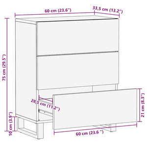 Πλαϊνό γραφείο Λευκό 60 x 33.5 x 75 εκ. Μασίφ ξύλο μάνγκο - Pakobazaar