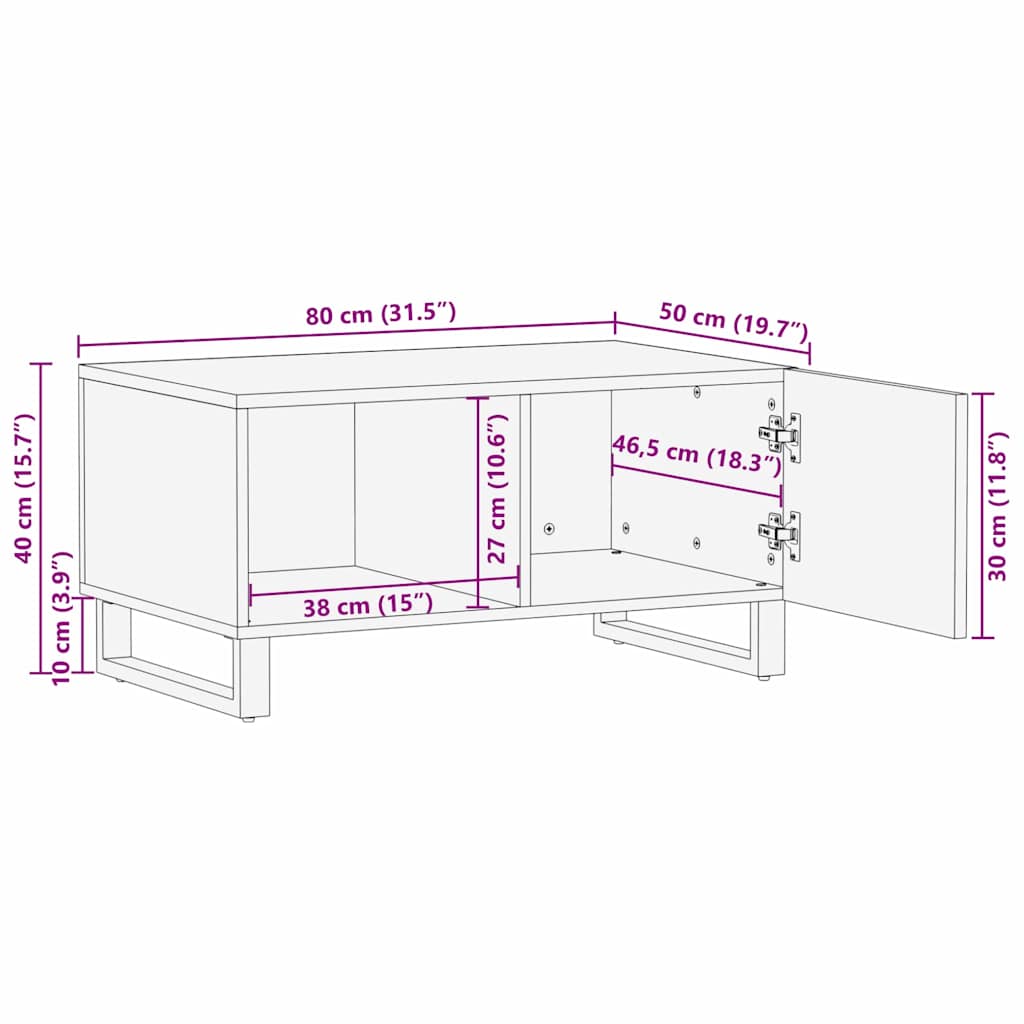Τραπεζάκι σαλονιού Μπεζ και Μαύρο 80 x 50 x 40 cm