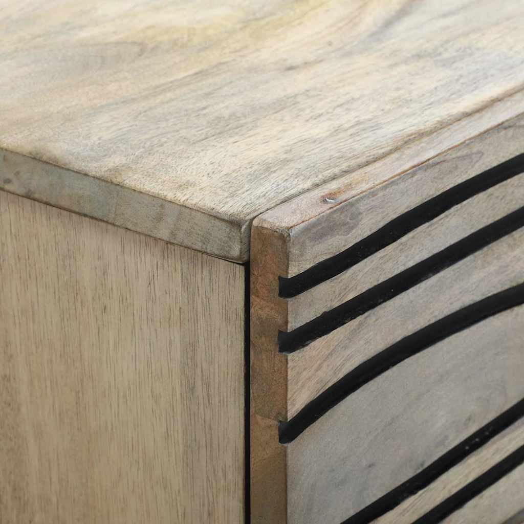 Κομοδίνο Λευκό και Μαύρο 50 x 33 x 60 εκ Μασίφ ξύλο ακακίας