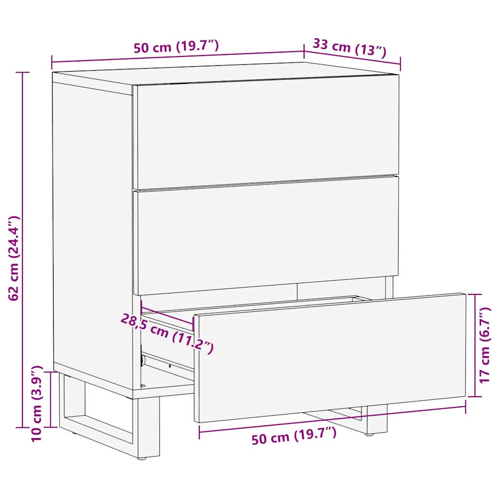 Κομοδίνο Λευκό 50 x 33 x 62 εκ. Επεξεργασμένο Ξύλο