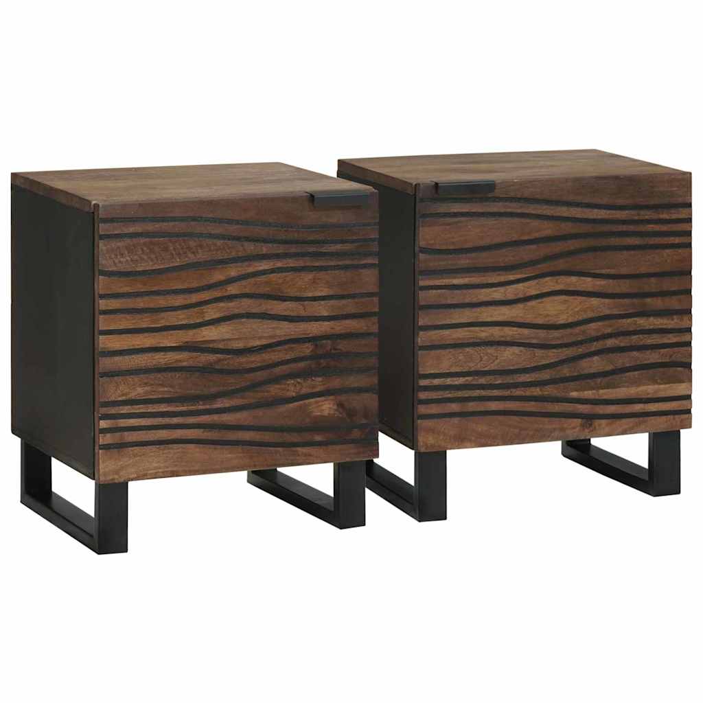 Κομοδίνο 2 pcs Καρυδιά 40 x 33 x 46 εκ. Μασίφ ξύλο ακακίας - Pakobazaar