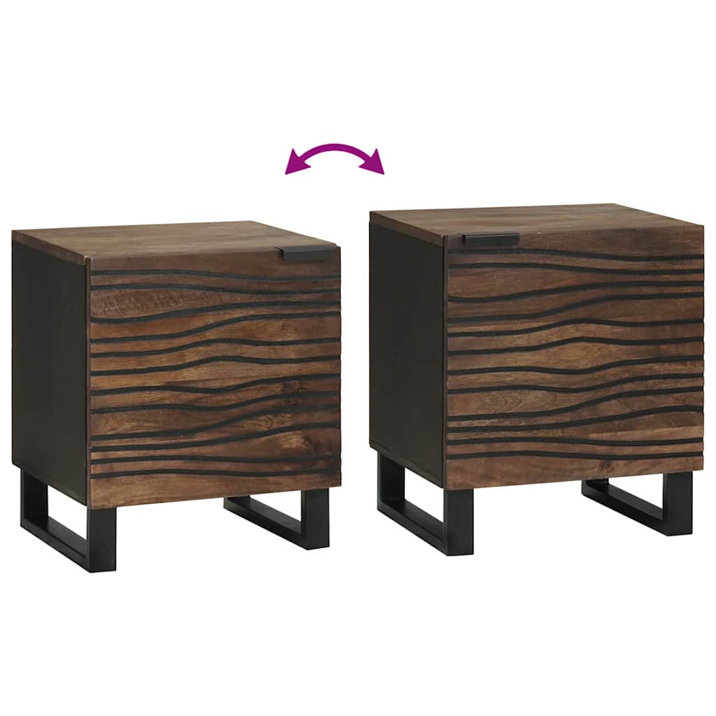Κομοδίνο 2 pcs Καρυδιά 40 x 33 x 46 εκ. Μασίφ ξύλο ακακίας - Pakobazaar