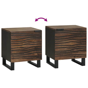Κομοδίνο 2 pcs Καρυδιά 40 x 33 x 46 εκ. Μασίφ ξύλο ακακίας - Pakobazaar
