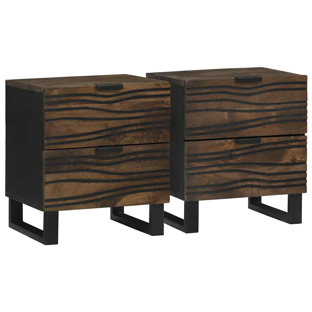 Κομοδίνο 2 pcs Καρυδιά 40 x 33 x 46 εκ. Μασίφ ξύλο ακακίας