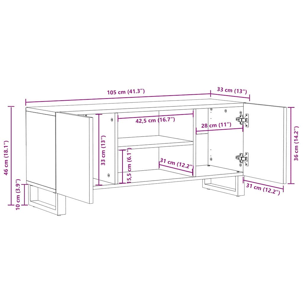 Μονάδες TV Καρυδιά 105 x 33 x 46 εκ. Επεξεργασμένο ξύλο - Pakobazaar