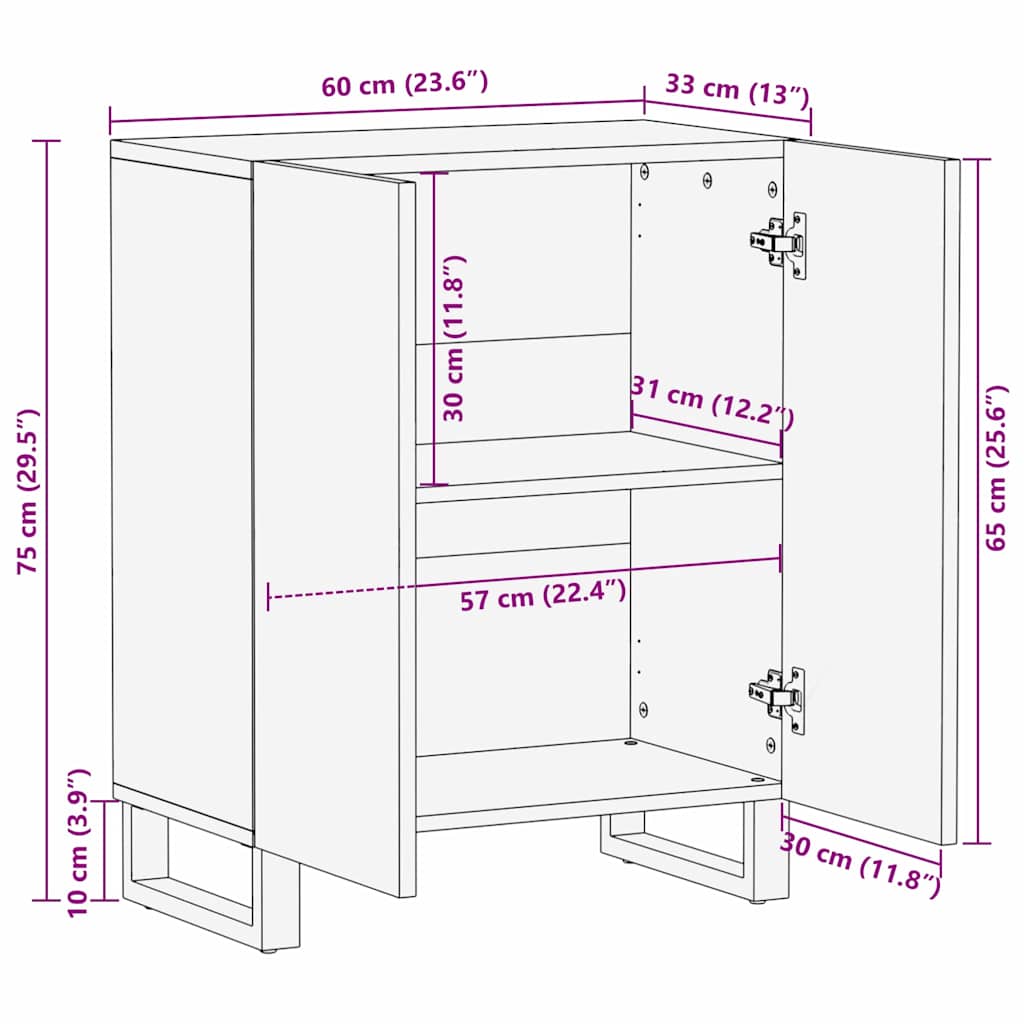 Πλαϊνό γραφείο Καρυδιά 60 x 33,5 x 75 εκ. Στερεό ξύλο μάνγκο - Pakobazaar