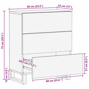Πλαϊνό γραφείο Καφέ 60 x 33.5 x 75 εκ. Μασίφ ξύλο μάνγκο - Pakobazaar