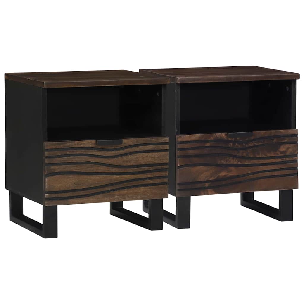 Κομοδίνο 2 pcs Καρυδιά 40 x 33 x 46 εκ. Μασίφ ξύλο ακακίας