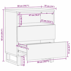 Κομοδίνο με συρτάρι Καρυδιά 50 x 33 x 62 εκ. Μασίφ ξύλο ακακίας - Pakobazaar
