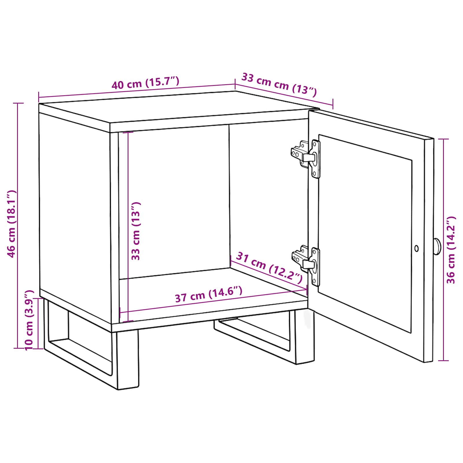 Κομοδίνο Φυσικό 40 x 33 x 46 εκ. - Pakobazaar