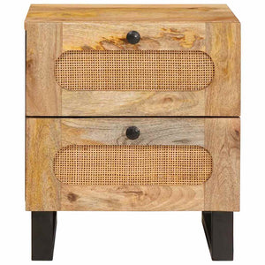 Κομοδίνο 2 pcs Φυσικό 40 x 33 x 46 εκ. Στερεό ξύλο μάνγκο - Pakobazaar