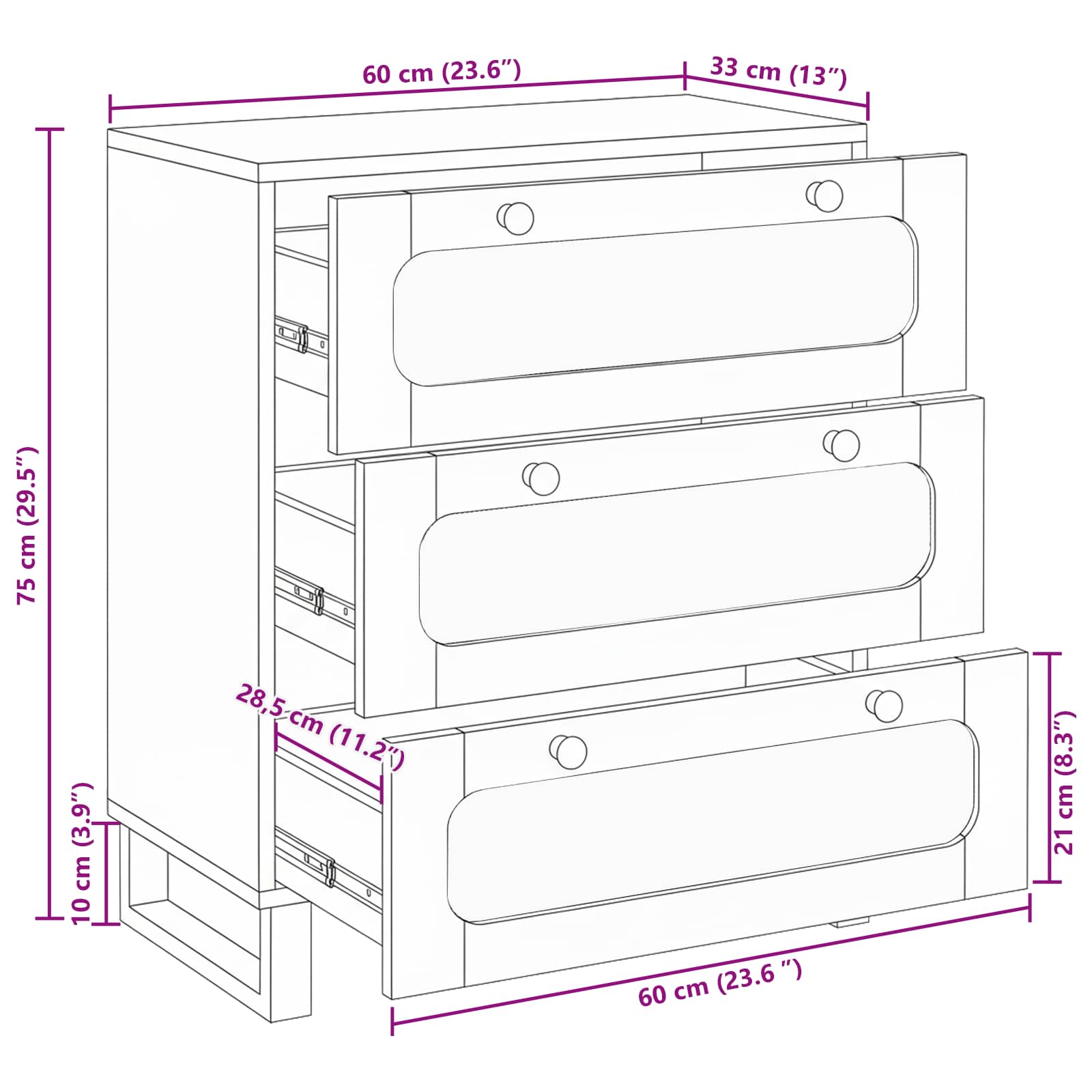 Πλαϊνό γραφείο Καφέ 60 x 33 x 75 cm Στερεό ξύλο μάνγκο - Pakobazaar