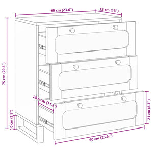 Πλαϊνό γραφείο Καφέ 60 x 33 x 75 cm Στερεό ξύλο μάνγκο - Pakobazaar