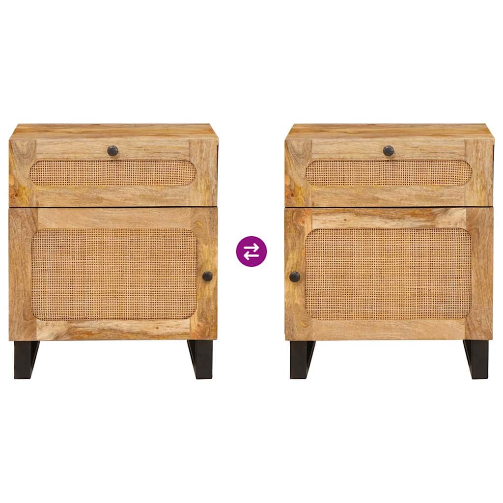 Κομοδίνο με συρτάρι Φυσικό 50 x 33 x 60 εκ Στερεό ξύλο μάνγκο