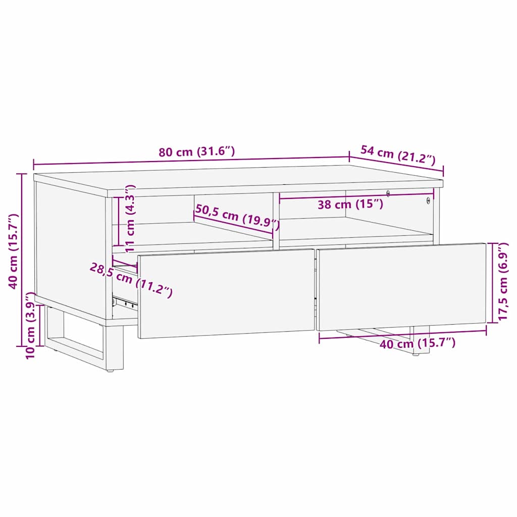 Τραπεζάκι σαλονιού με συρτάρι Artisan Oak 80 x 54 x 40 εκ - Pakobazaar