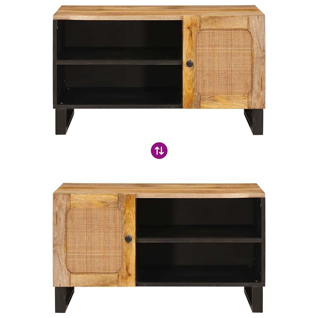 Ντουλάπι TV με πόρτα Καφέ 80 x 33 x 46 εκ Στερεό ξύλο μάνγκο