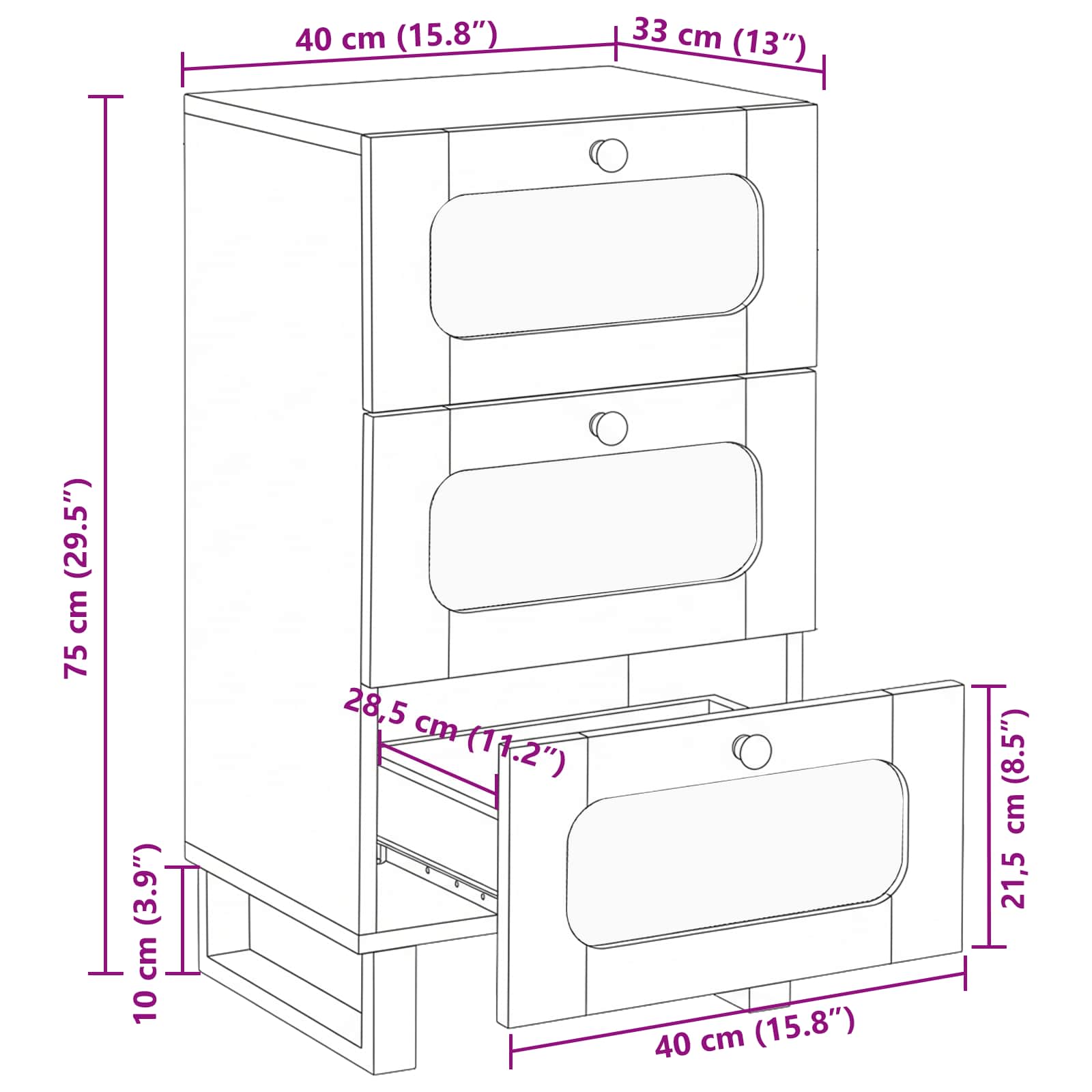Πλαϊνό γραφείο Καφέ 40 x 33 x 75 εκ. Στερεό ξύλο μάνγκο - Pakobazaar