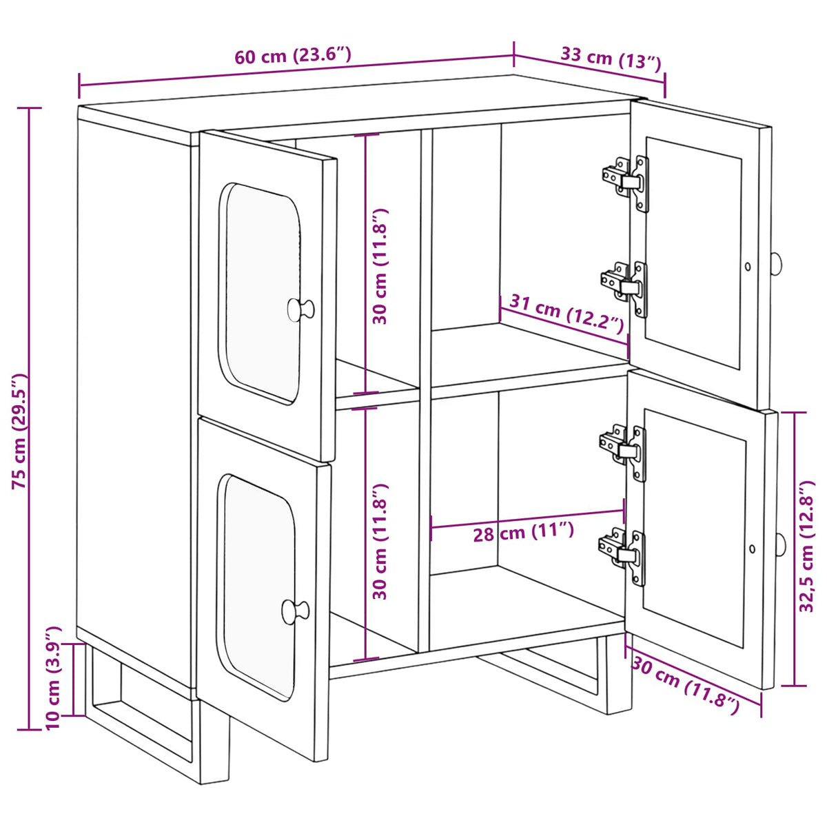 Πλαϊνό γραφείο Καφέ 60 x 33 x 75 cm Στερεό ξύλο μάνγκο - Pakobazaar