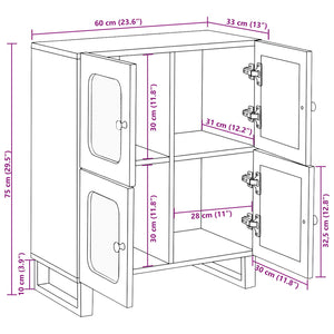 Πλαϊνό γραφείο Καφέ 60 x 33 x 75 cm Στερεό ξύλο μάνγκο - Pakobazaar