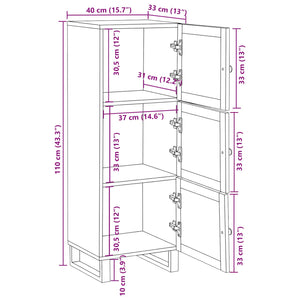 Highboard με αποθήκευση Καφέ 90 x 33 x 75 εκ Στερεό ξύλο μάνγκο - Pakobazaar
