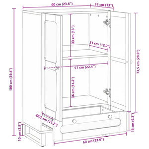Highboard με συρτάρι Καφέ 40 x 33 x 110 εκ Στερεό ξύλο μάνγκο - Pakobazaar