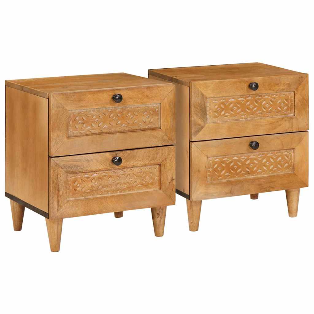 Κομοδίνο 2 pcs Ανοιχτό καφέ 40 x 33 x 46 εκ. Μασίφ ξύλο ακακίας - Pakobazaar
