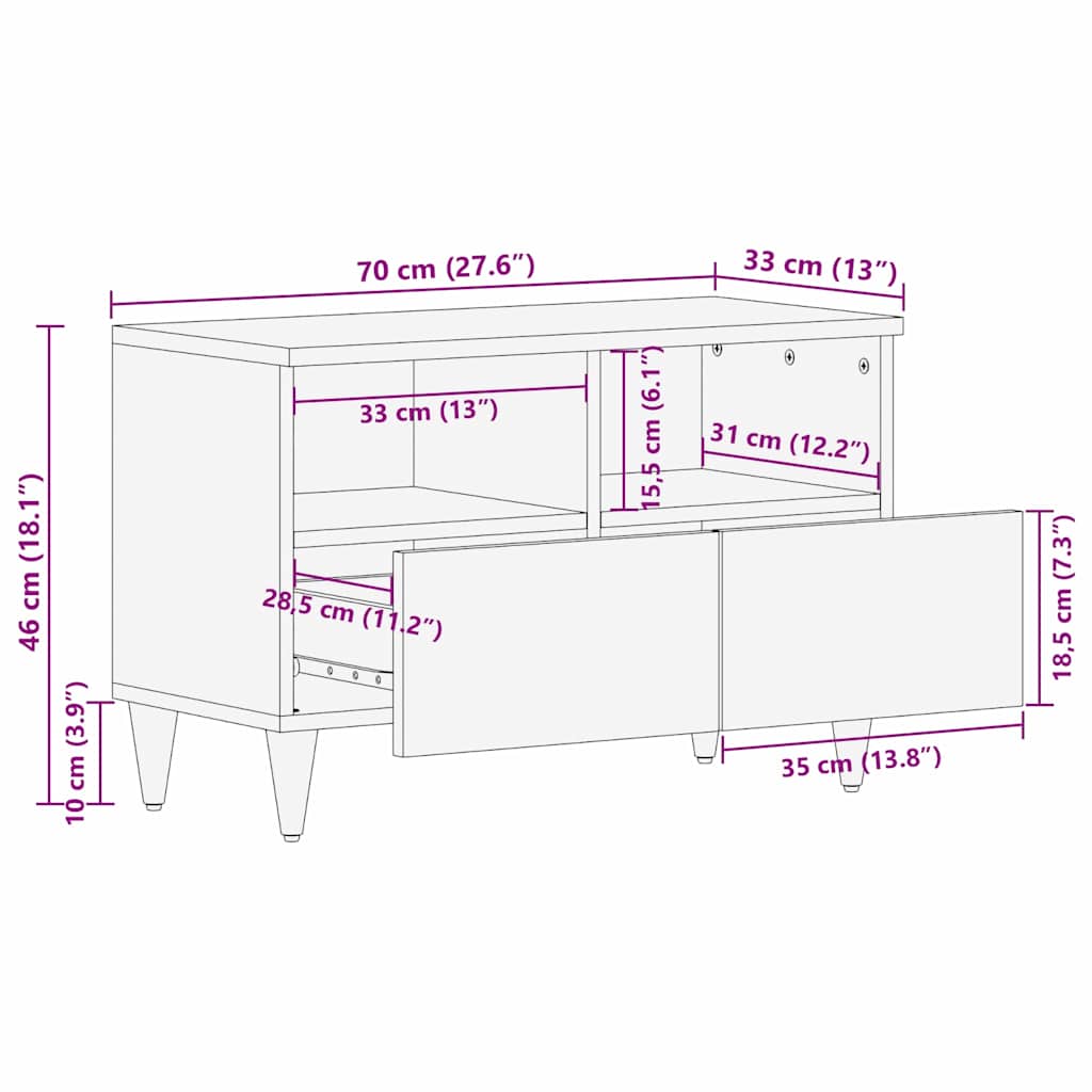 Μονάδες TV Ανοιχτό καφέ 70 x 33 x 46 εκ Επεξεργασμένο ξύλο