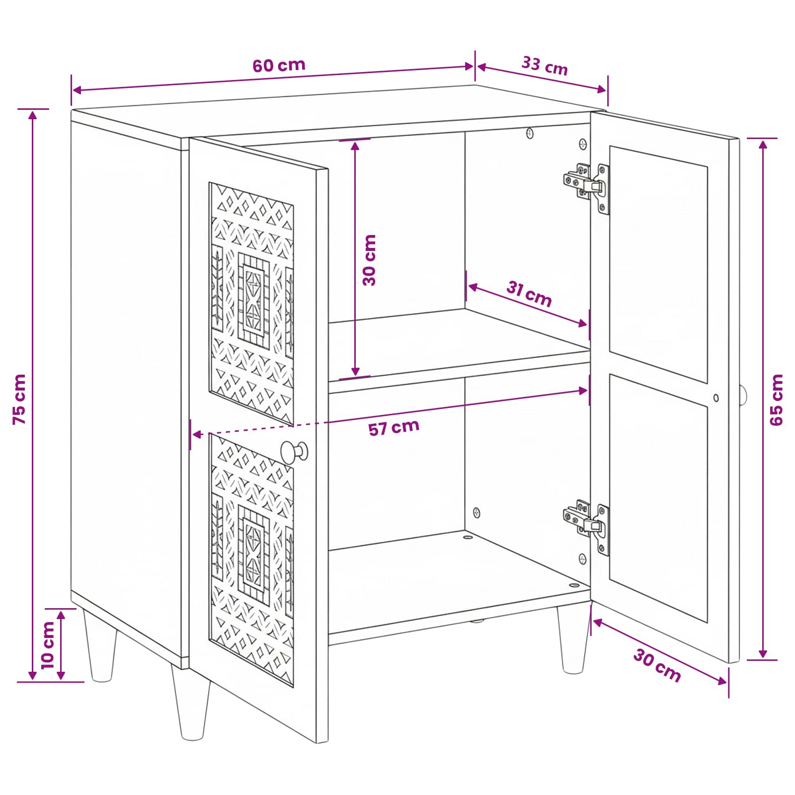 Πλαϊνό γραφείο Ανοιχτό καφέ 60 x 33 x 75 cm Μασίφ ξύλο μάνγκο